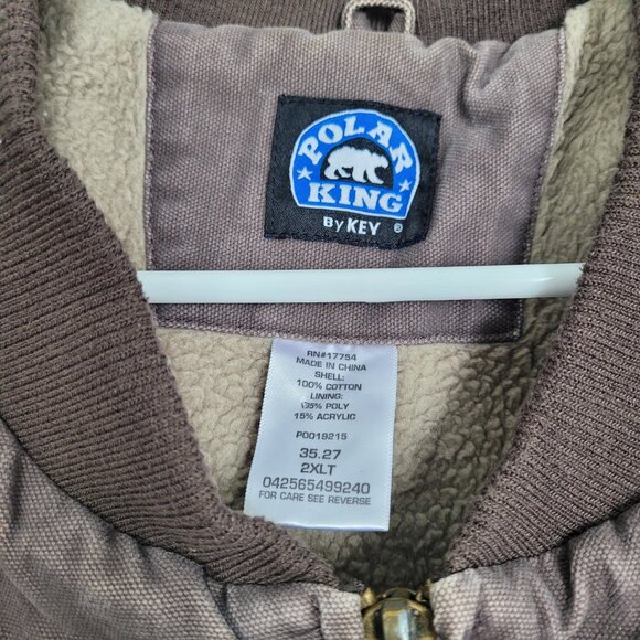 Polar King Key Vest Mens 2X-Large Tall 2XLT Sherpa Lined Brown Canvas Workwear - Picture 2 of 5